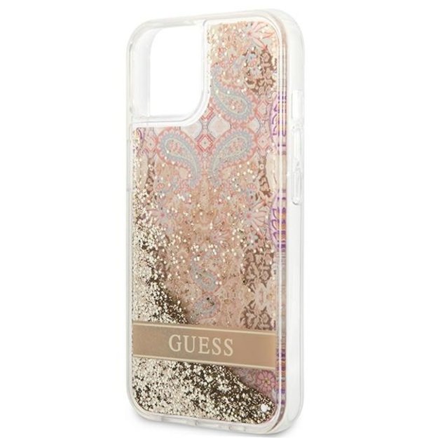 Guess GUHCP13SLFLSD iPhone 13 mini 5.4&quot  gold/gold hardcase Paisley Liquid Glitter 5