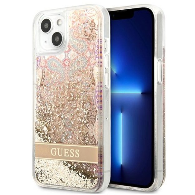 Guess GUHCP13SLFLSD iPhone 13 mini 5.4&quot  gold/gold hardcase Paisley Liquid Glitter