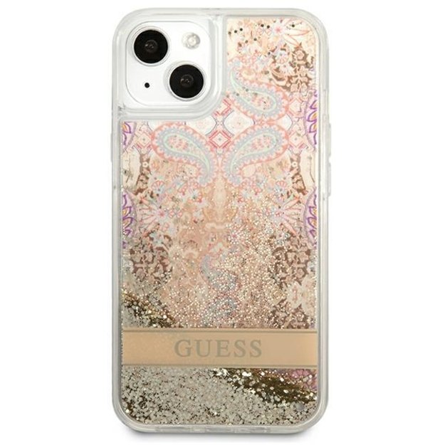 Guess GUHCP13SLFLSD iPhone 13 mini 5.4&quot  gold/gold hardcase Paisley Liquid Glitter 2