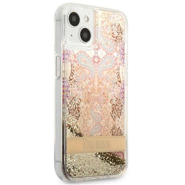 Guess GUHCP13SLFLSD iPhone 13 mini 5.4&quot  gold/gold hardcase Paisley Liquid Glitter 3