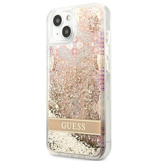 Guess GUHCP13SLFLSD iPhone 13 mini 5.4&quot  gold/gold hardcase Paisley Liquid Glitter 1