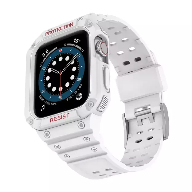 Protect Strap Band for Apple Watch 42/44/45mm Armored Case Strap - White 9