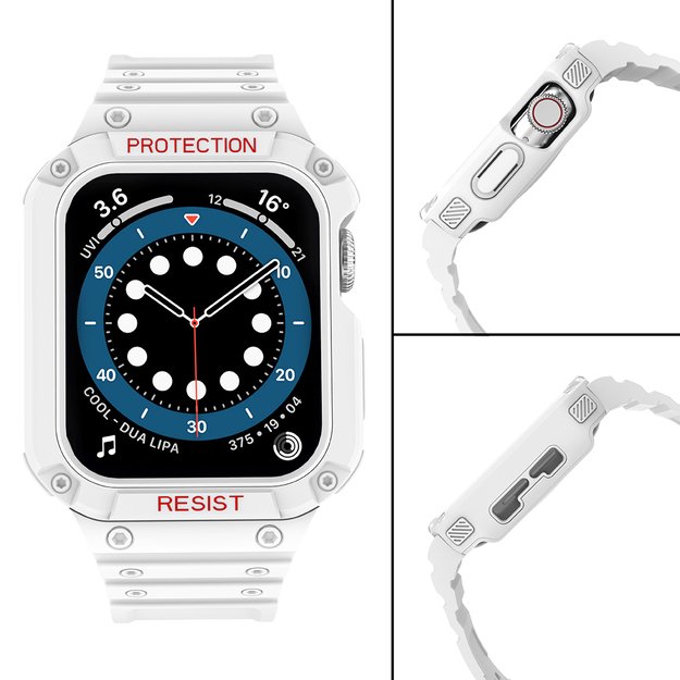 Protect Strap Band for Apple Watch 42/44/45mm Armored Case Strap - White 3