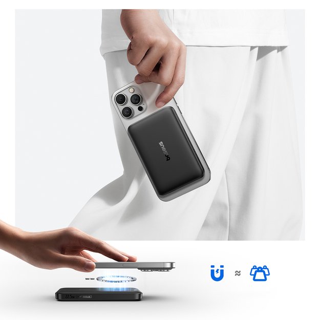 Baseus EnerFill FM12 10000mAh 22.5W Qi2 Power Bank MagSafe Compatible with Baseus Simple USB-C 20V/3A 30cm Cable - Black 6