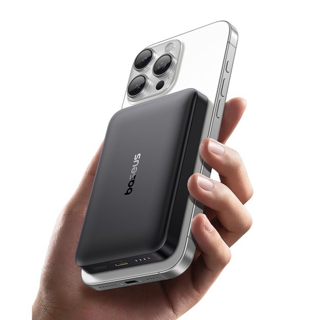 Baseus EnerFill FM12 10000mAh 22.5W Qi2 Power Bank MagSafe Compatible with Baseus Simple USB-C 20V/3A 30cm Cable - Black 1