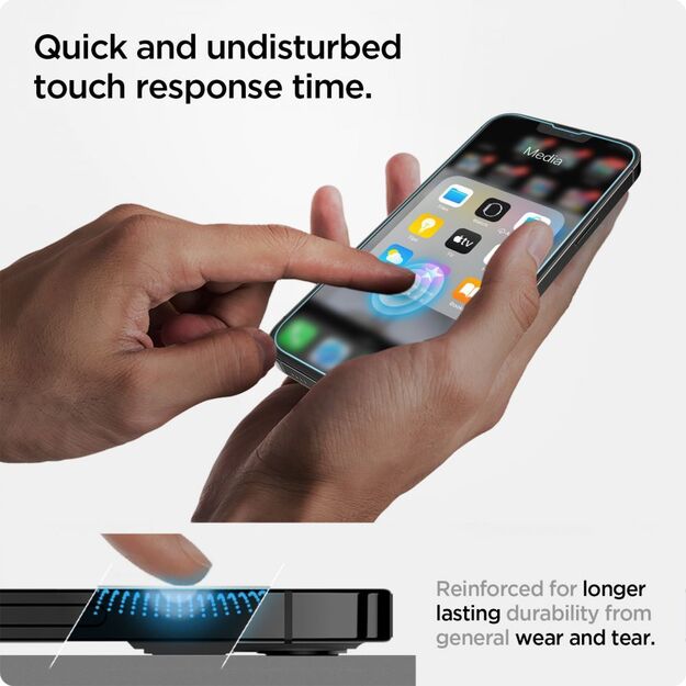 Spigen Glas.tR EZ Fit Tempered Glass for iPhone 13 / 13 Pro / 14 / 16e 12