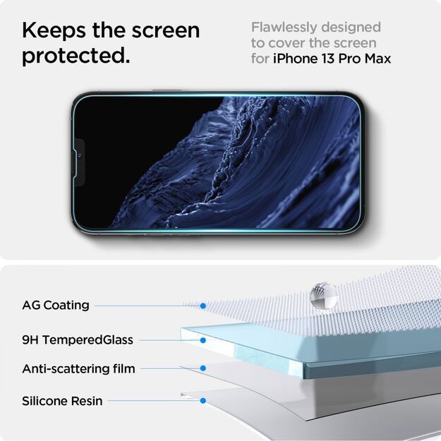 Spigen Glas.tR EZ Fit Tempered Glass for iPhone 13 / 13 Pro / 14 / 16e 11