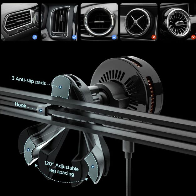 Spigen Essential EV25MFAQ Magnetic MagSafe Car Air Vent Mount - Black 1