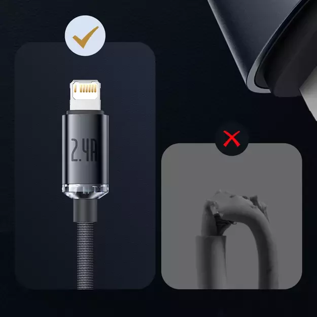 Baseus Crystal Shine Series cable USB cable for fast charging and data transfer USB Type A - Lightning 2.4A 1.2m blue (CAJY000003) 14