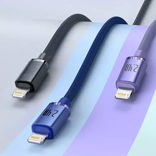 Baseus Crystal Shine Series cable USB cable for fast charging and data transfer USB Type A - Lightning 2.4A 1.2m blue (CAJY000003) 17