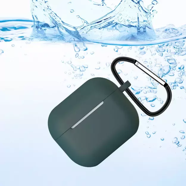 Case for AirPods 3 Silicone Soft Earphone Cover + Keychain Lobster Clasp Pendant Dark Blue (Case D) 22