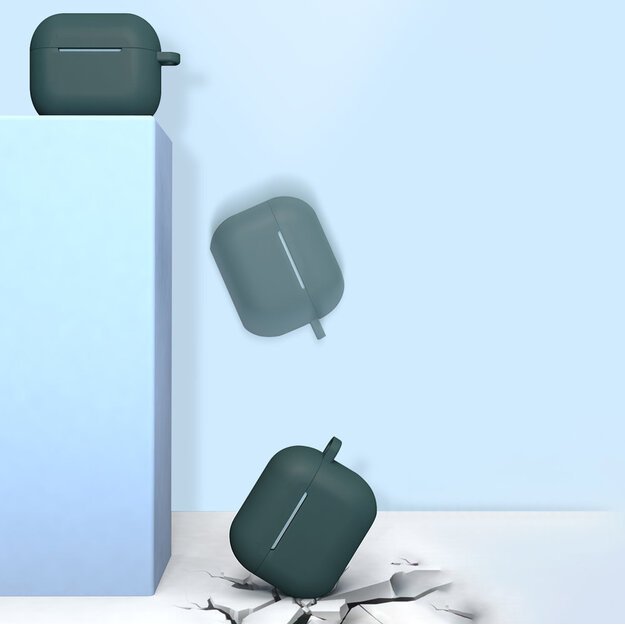 Case for AirPods 3 Silicone Soft Earphone Cover + Keychain Lobster Clasp Pendant Dark Blue (Case D) 5