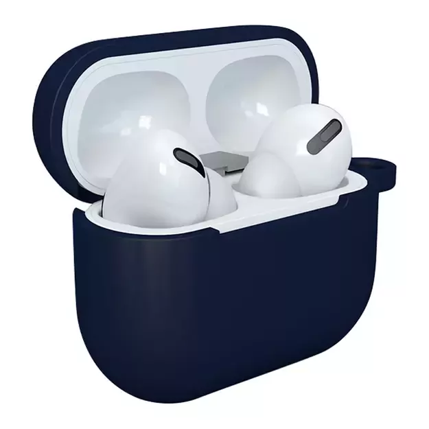 Case for AirPods 3 Silicone Soft Earphone Cover + Keychain Lobster Clasp Pendant Dark Blue (Case D) 12