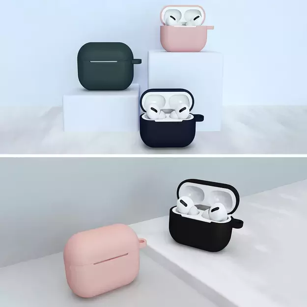 Case for AirPods 3 Silicone Soft Earphone Cover + Keychain Lobster Clasp Pendant Dark Blue (Case D) 21