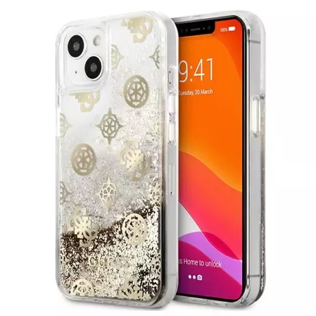 Guess GUHCP13SLGPEGO iPhone 13 mini 5.4&quot  gold/gold hardcase Peony Liquid Glitter