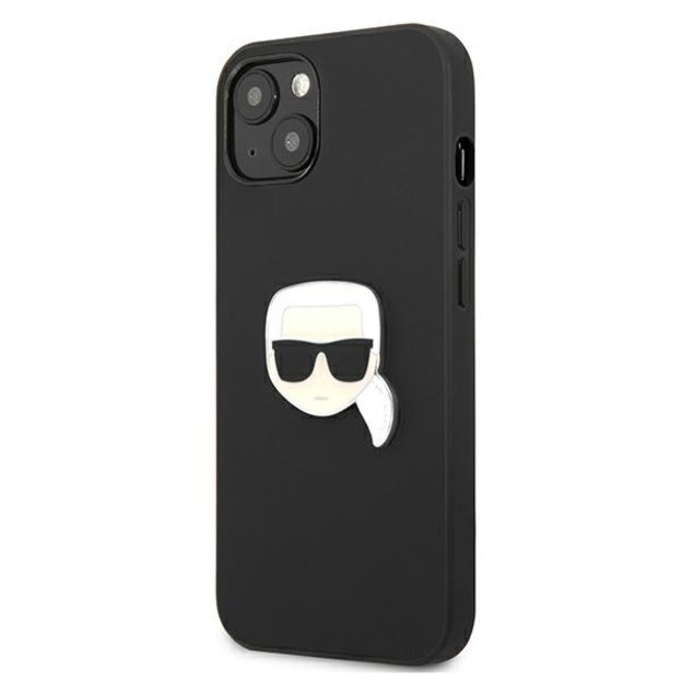 Karl Lagerfeld KLHCP13SPKMK iPhone 13 mini 5,4  czarny/black hardcase Leather Ikonik Karl`s Head Metal 1