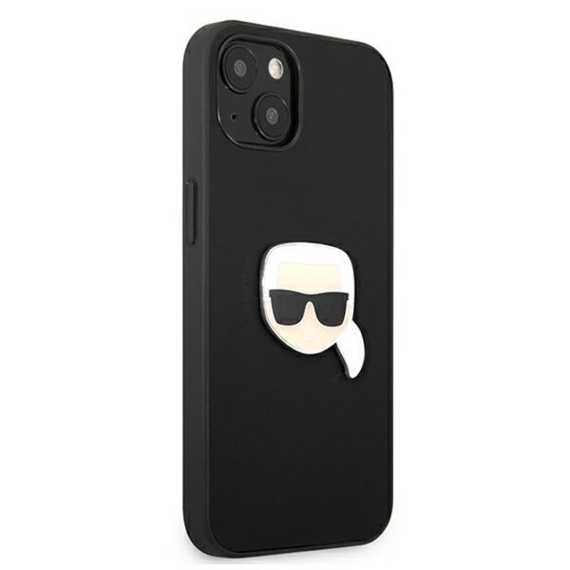 Karl Lagerfeld KLHCP13SPKMK iPhone 13 mini 5,4  czarny/black hardcase Leather Ikonik Karl`s Head Metal 3