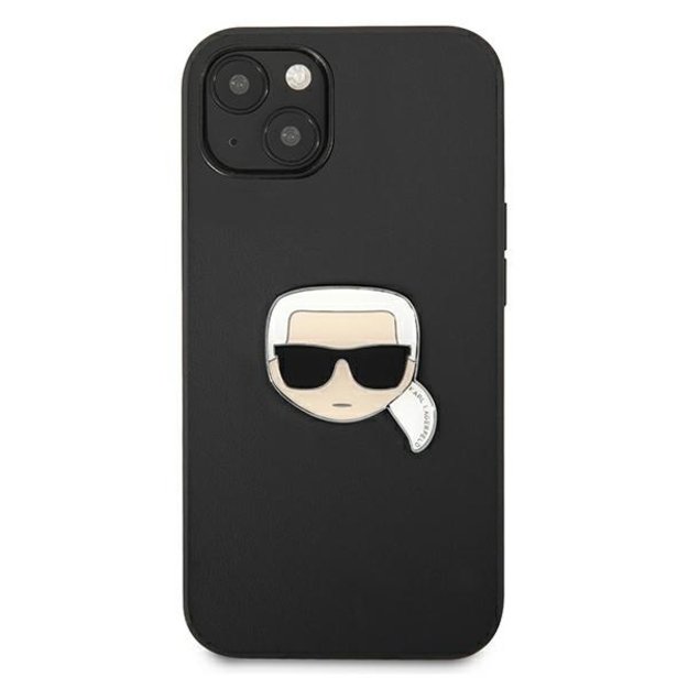 Karl Lagerfeld KLHCP13SPKMK iPhone 13 mini 5,4  czarny/black hardcase Leather Ikonik Karl`s Head Metal 2