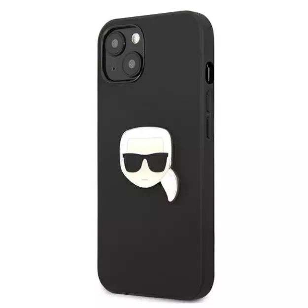 Karl Lagerfeld KLHCP13SPKMK iPhone 13 mini 5,4  czarny/black hardcase Leather Ikonik Karl`s Head Metal 8