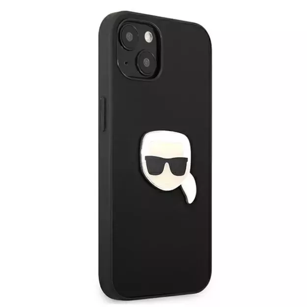 Karl Lagerfeld KLHCP13SPKMK iPhone 13 mini 5,4  czarny/black hardcase Leather Ikonik Karl`s Head Metal 10