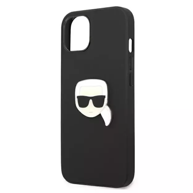 Karl Lagerfeld KLHCP13SPKMK iPhone 13 mini 5,4  czarny/black hardcase Leather Ikonik Karl`s Head Metal 12