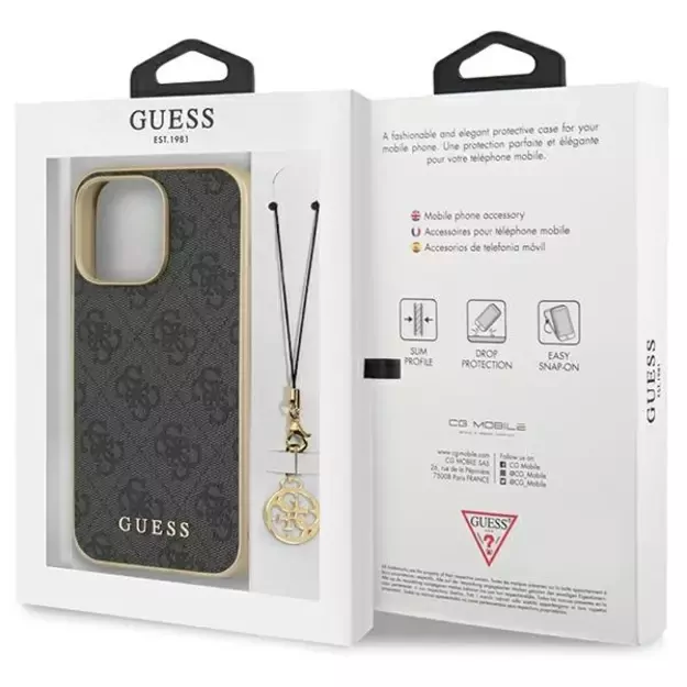 Guess 4G Charms Collection case for iPhone 14 Pro - gray 7