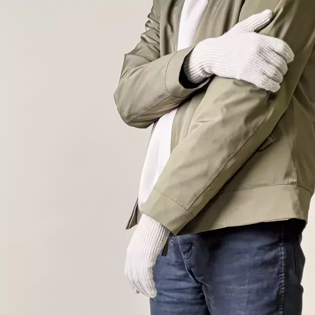 Braided telephone gloves with cutouts for fingers - beige 9