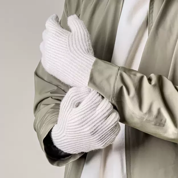 Braided telephone gloves with cutouts for fingers - beige 10