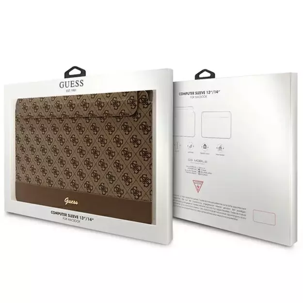 Guess 4G Stripe Metal Logo case for a 14&quot  laptop - brown 6
