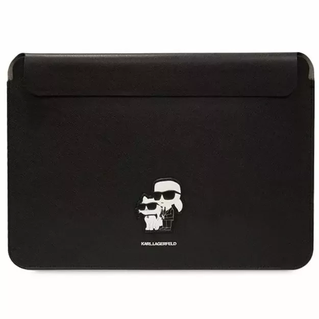 Karl Lagerfeld Saffiano Karl&amp Choupette case for a 16&quot  laptop - black