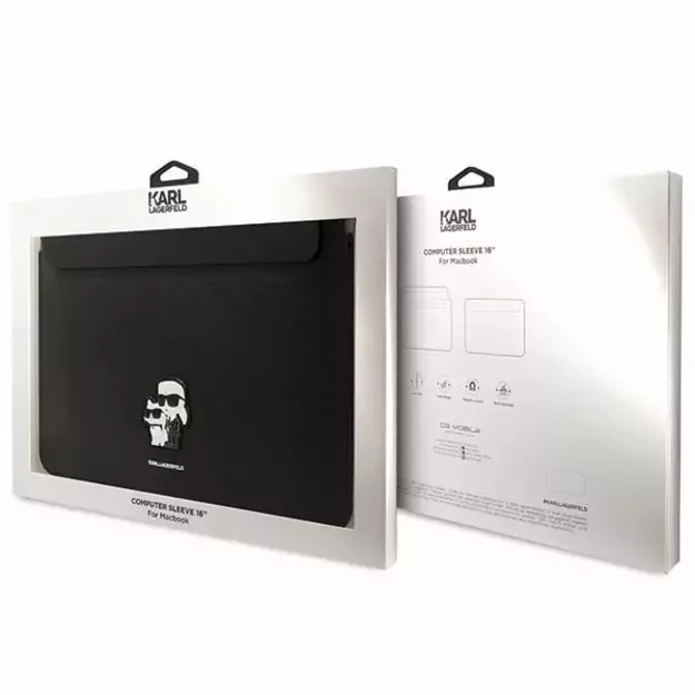 Karl Lagerfeld Saffiano Karl&amp Choupette case for a 16&quot  laptop - black 3