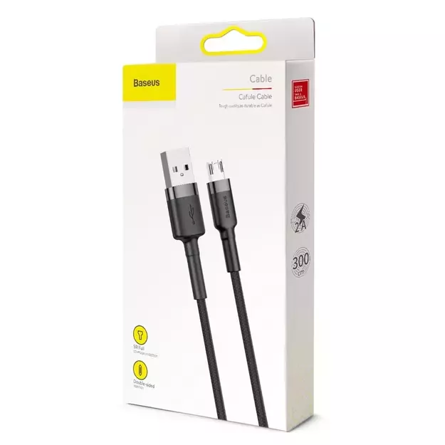 Baseus Cafule Cable durable nylon cable USB / micro USB 2A 3M black-gray (CAMKLF-HG1) 1