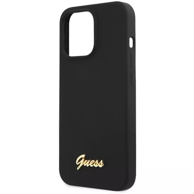 Guess GUHCP13XLSLMGBK iPhone 13 Pro Max 6.7  black/black hardcase Silicone Script Gold Logo 5