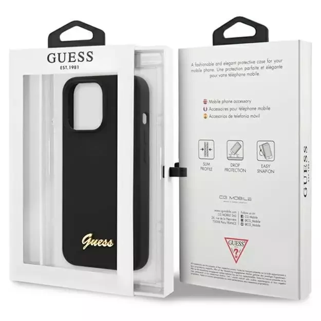 Guess GUHCP13XLSLMGBK iPhone 13 Pro Max 6.7  black/black hardcase Silicone Script Gold Logo 7