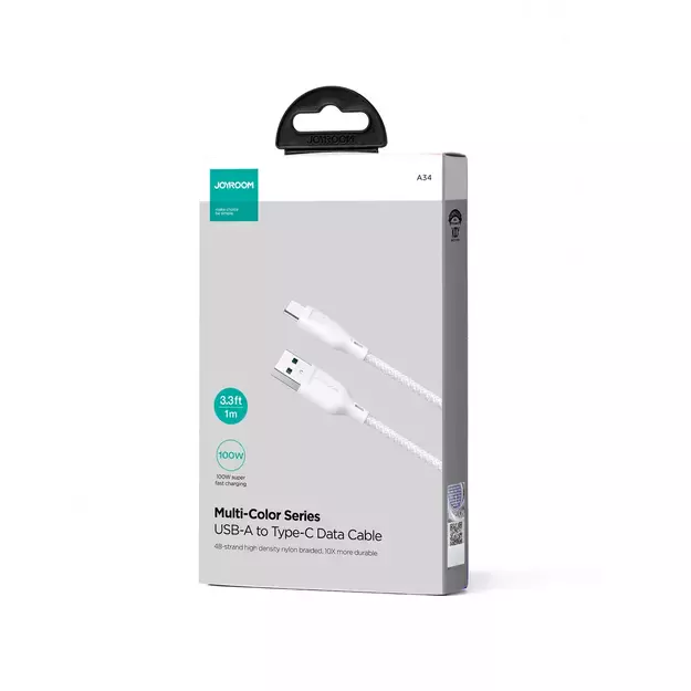 Joyroom Multi-Color Series S-A34 USB-A / USB-C 100W Cable 1m - White 1