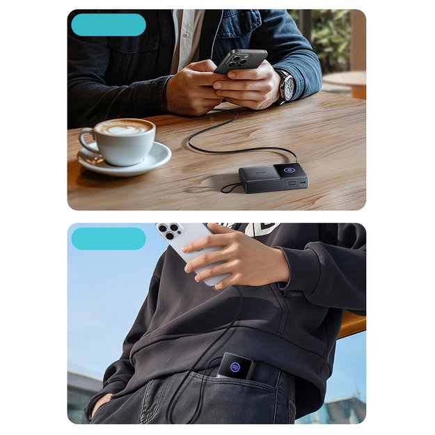 Joyroom JR-PR1 10000mAh 22.5W Powerbank with Built-in Retractable USB-C Cable - Black 12