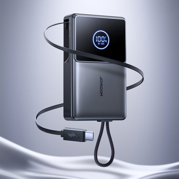 Joyroom JR-PR1 10000mAh 22.5W Powerbank with Built-in Retractable USB-C Cable - Black 1