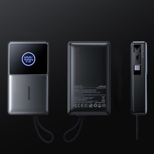 Joyroom JR-PR1 10000mAh 22.5W Powerbank with Built-in Retractable USB-C Cable - Black 13