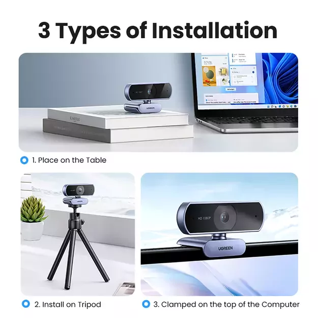 Ugreen CM678 USB HD Webcam - Gray 10