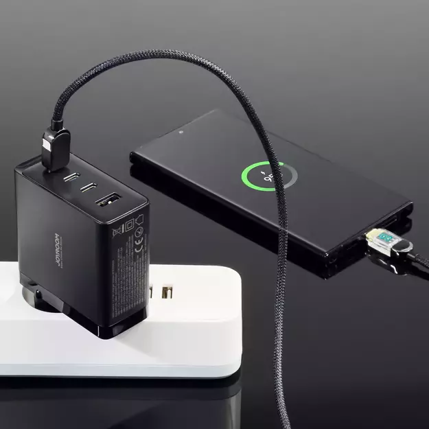 Joyroom JR-TCG04EU 100W GaN charger 3x USB-C USB-A + USB-C / USB-C cable 100W - black 8