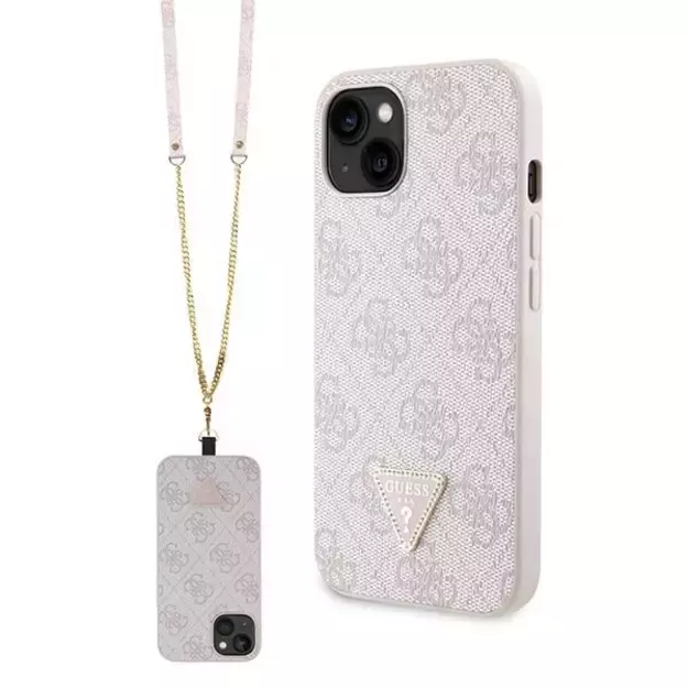 Guess GUHCP14XP4TDSCPP case for iPhone 14 Pro Max 6.7&quot  - pink Crossbody 4G Metal Logo