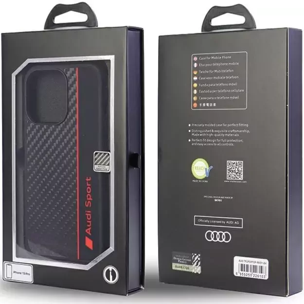 Audi Carbon Fiber Stripe iPhone 13 Pro / 13 6.1&quot  black/black hardcase AUS-TPUPCIP13P-R8/D1-BK 8