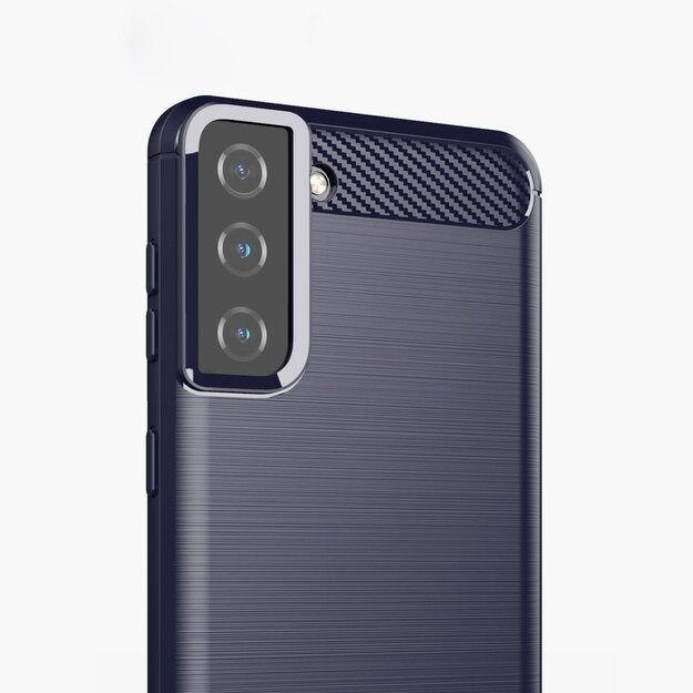 Carbon Case Flexible Cover TPU Case for Samsung Galaxy S21+ 5G (S21 Plus 5G) blue 9
