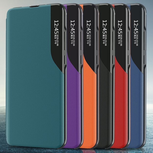 Eco Leather View Case elegant bookcase type case with kickstand for Samsung Galaxy A72 4G purple 12