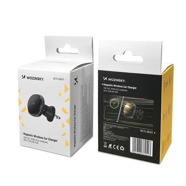 Wozinsky WCT5-Q6S2Y Car Holder with Qi/MagSafe 15W Inductive Charger for Ventilation Grill with Fan - Black 7