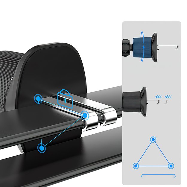 Wozinsky WCT5-Q6S2Y Car Holder with Qi/MagSafe 15W Inductive Charger for Ventilation Grill with Fan - Black 11