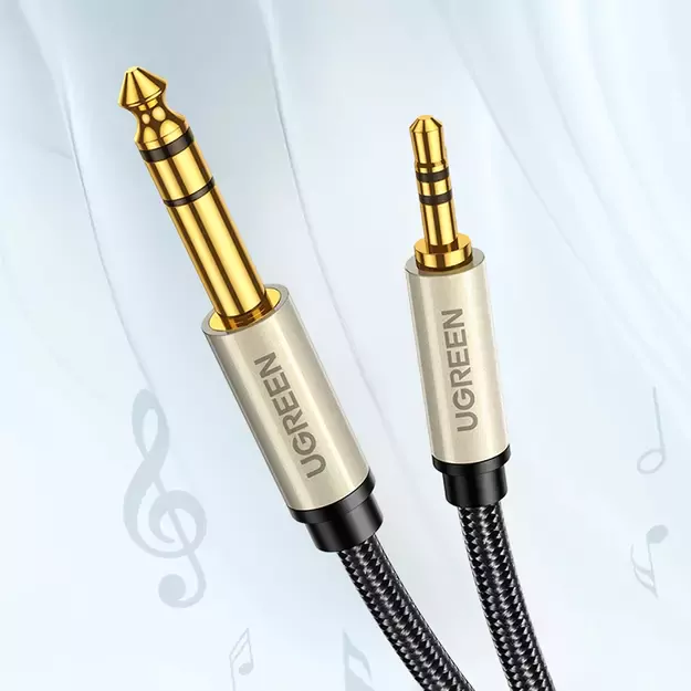 Ugreen AV127 10629 audio TRS cable mini jack 3.5mm / jack 6.35mm 3m - gray 1