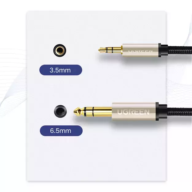 Ugreen AV127 10629 audio TRS cable mini jack 3.5mm / jack 6.35mm 3m - gray 6