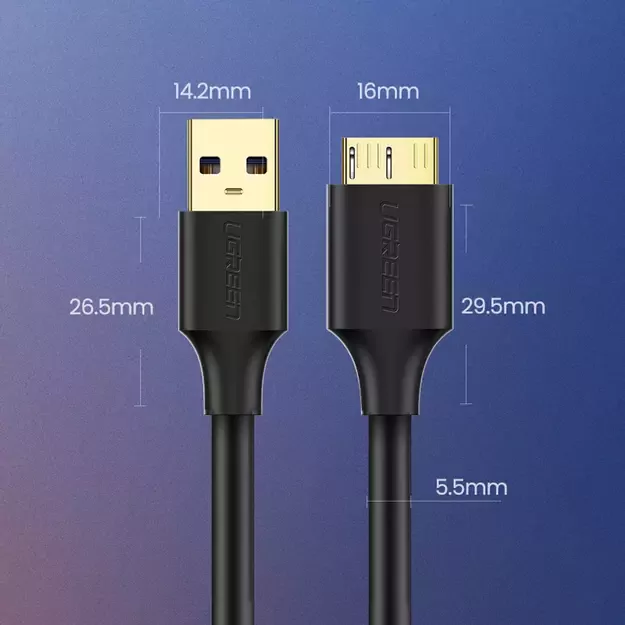 Ugreen US130 10840 USB-A 3.0 - micro USB-B cable 0.5m - black 9