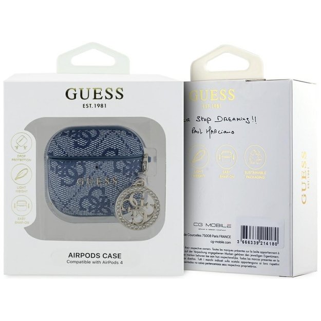 Guess 4G Strass Charm Case for AirPods 4 - Blue 2